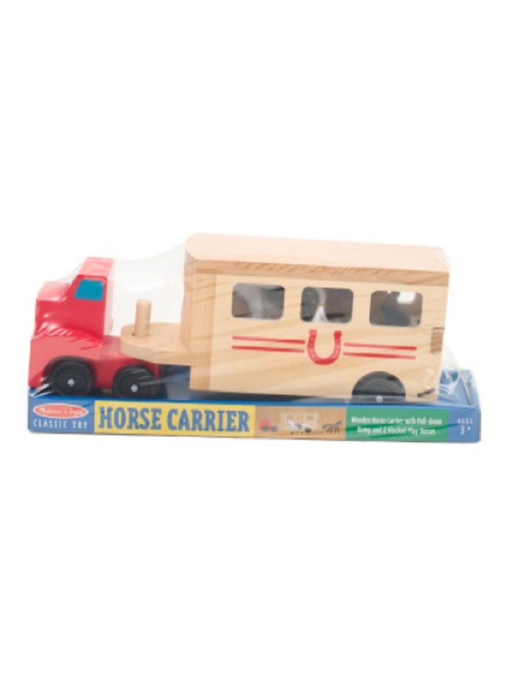 Melissa & Doug Wooden Horse Carrier Toy - Red and Natural